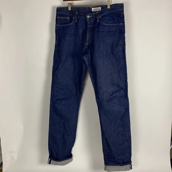 Gustin #259 American Fourteener Straight Jeans Mens Sz 35X38 Raw Indigo Selvedge