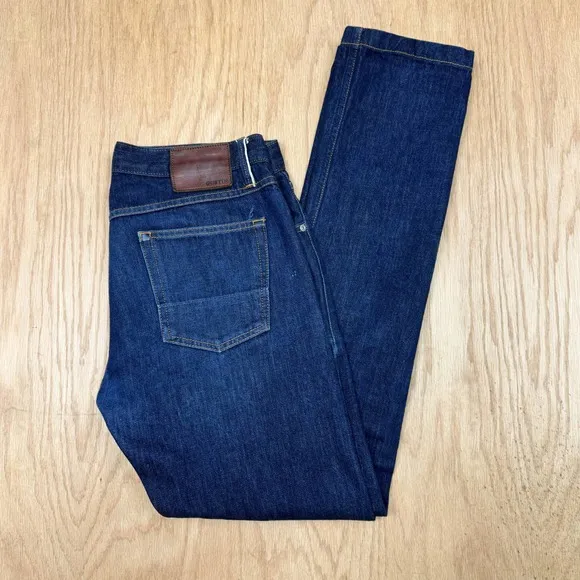 Mens GUSTIN Workwear Raw Denim Skinny Fit Selvedge Jeans 35 x 32