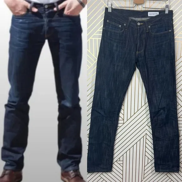 Gustin Slim Fit Raw Selvedge Denim Jeans True Indigo Men's Size 30