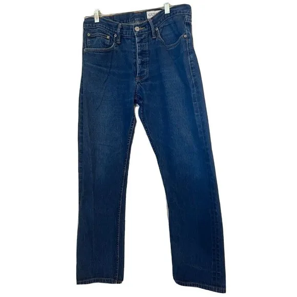 GUSTIN Mens Jeans California Straight Raw Selvedge Denim 33 x 29 Button Fly