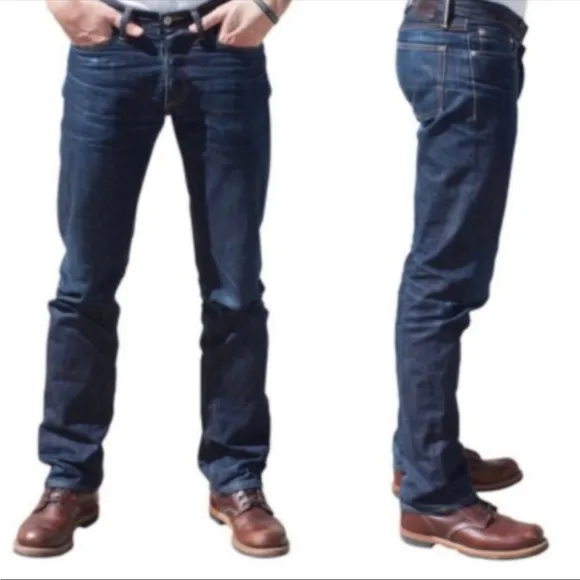Gustin Slim Fit Raw Finish Selvedge Denim Jeans, Button Fly, Men’s Size 30x33