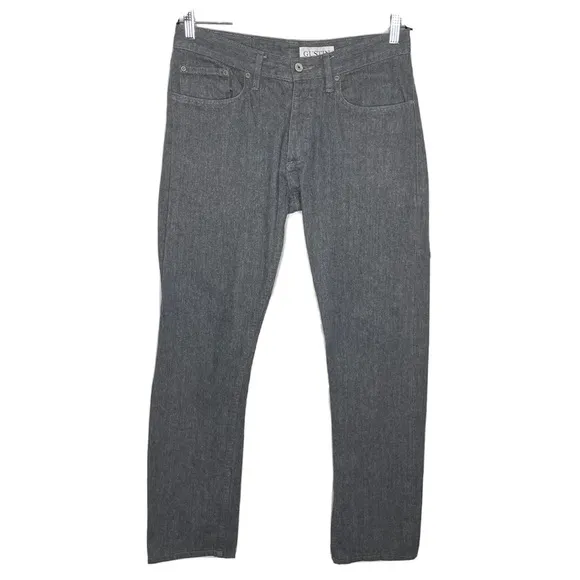 Gustin Mens Slim Fit Selvedge Rigid Denim Button Fly Jeans In Gray Size 33 x 31