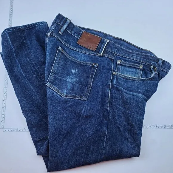 Gustin California Straight Mens Button Fly Distressed Denim Jeans Size 38x26.5
