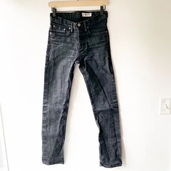gustin faded black raw denim slim fit jean
