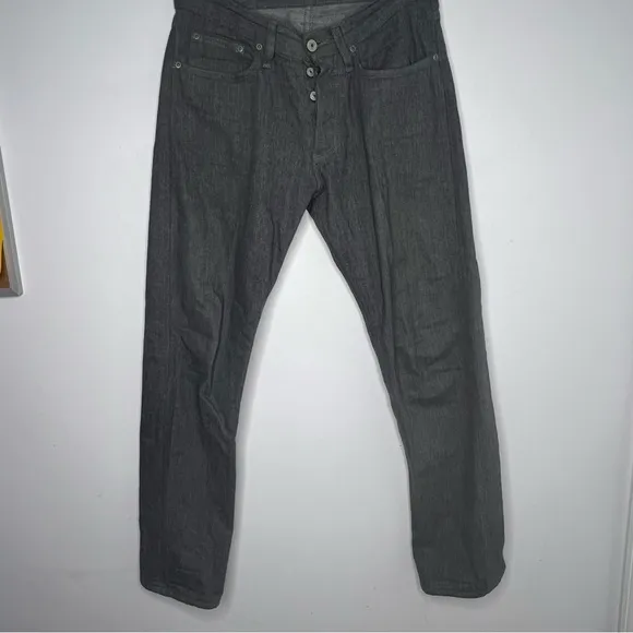 Gustin Men's Gray Raw Selvedge Slim Fit Jeans Size 29 Button Fly.