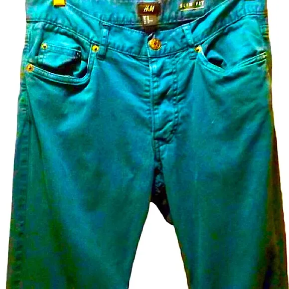H&M Skinny 29 slim fit button dark turquoise jeans