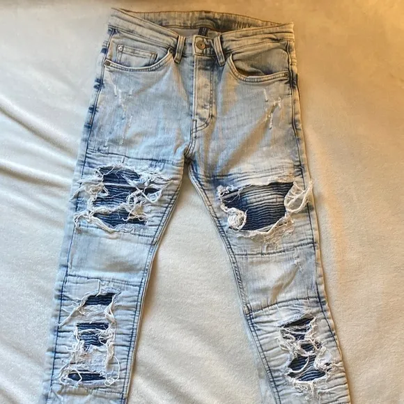H and M Skinny ripped denim