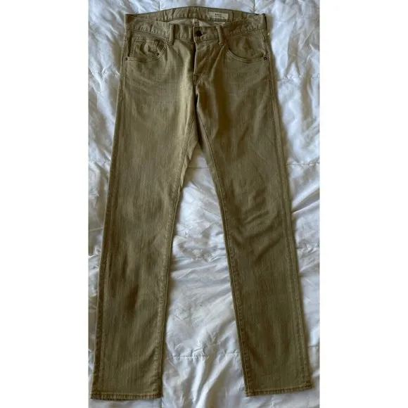 Men's H&M Drain Super Slim Khaki Tan Button Fly Jeans 31x32