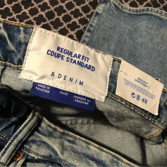 H&M Mens Blue Straight Jeans Denim Regular Fit Medium Wash Low Rise Size 33X32
          
      NWT