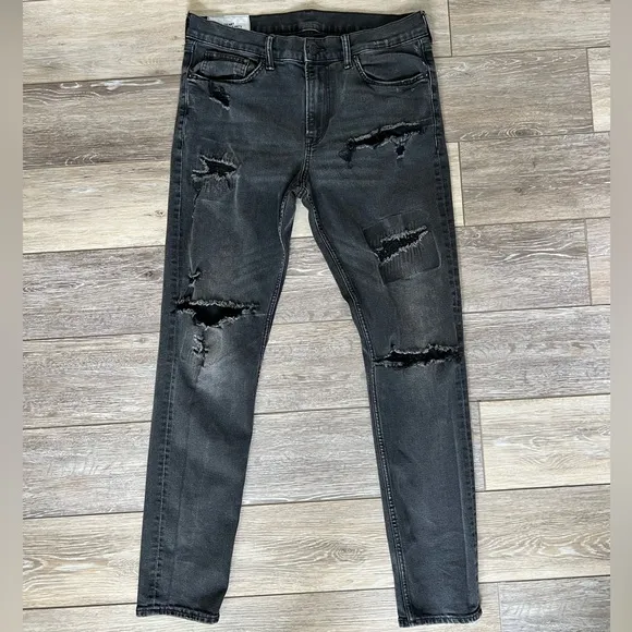 Skinny Coupe Moulante & demin Black Skinny Jeans Ripped Stlye Pants 34 Men’s H&M