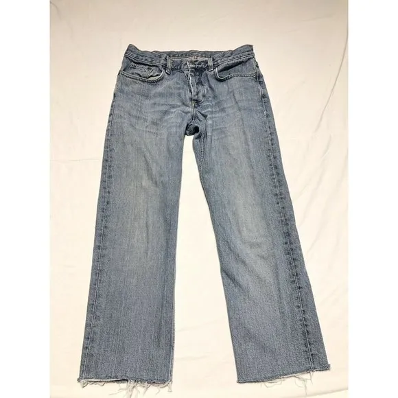 HELMUT LANG Blue VTG cut off Slim Button Fly ankle