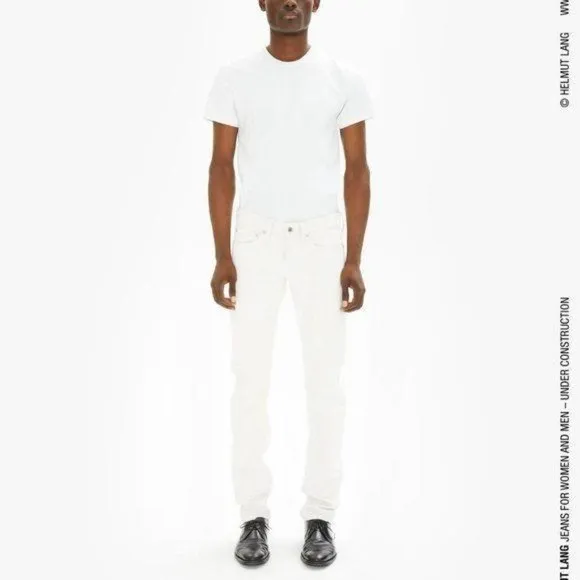 Helmut Lang Masc LoDrainpipe Button Fly Jeans Whit