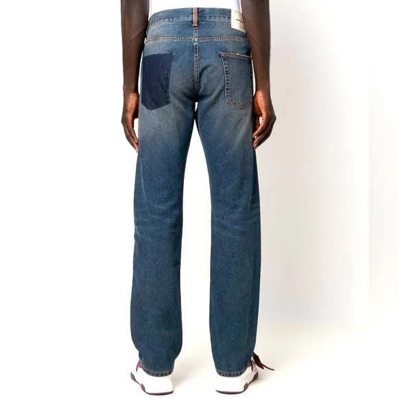 Heron Preston Jeans Mens Relaxed Fit High Rise Logo Denim Straight Leg