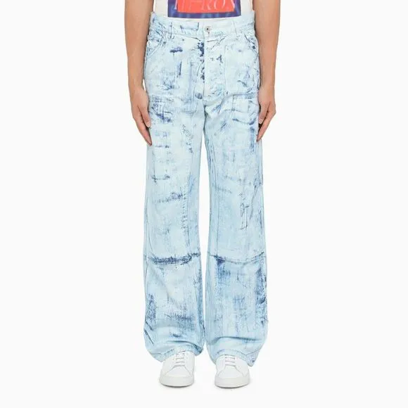 Heron Preston Faded blue cotton baggy jeans
          
      NWT
