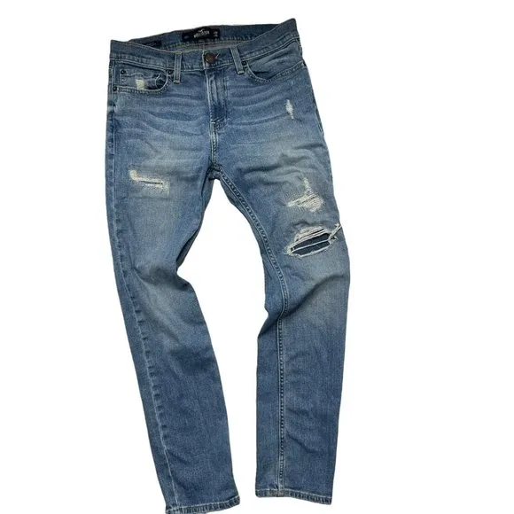 Hollister Skinny Fit Epic Flex Jeans Mens Size 29x30 Distress Stretch Denim Blue