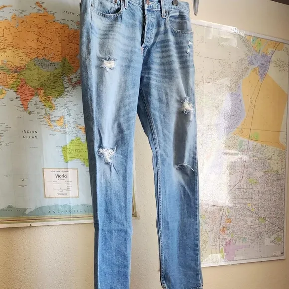 Mens 32x32 hollister slim straight button fly jeans