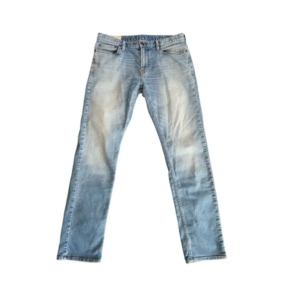 Hollister Jeans 33x32 Mens Skinny Leg Mid Rise Light Wash Blue Bottoms