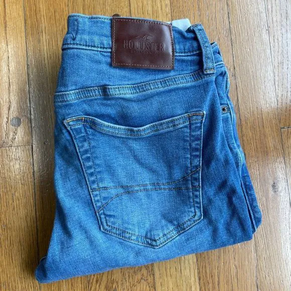 Hollister Slim Straight Men's Size W37/L30 Advanced Stretch Distressed Blue Jean