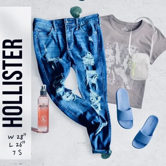 HOLLISTER High-Rise Ripped Dark Wash Super Skinny Jeans - 7S