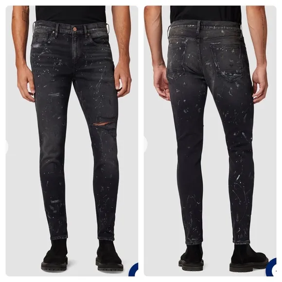 NWT Hudson Mens Zack Skinny Jeans In Late Night Paint Splatter Size 34 x 33
          
      NWT