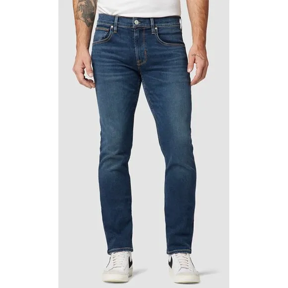 Hudson Blake Slim Straight Jeans Zipper Fly Stretch Denim Republic Mid Blue 38