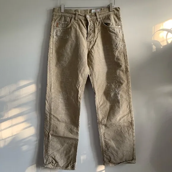 Hugo Boss Distressed canvas tan jeans