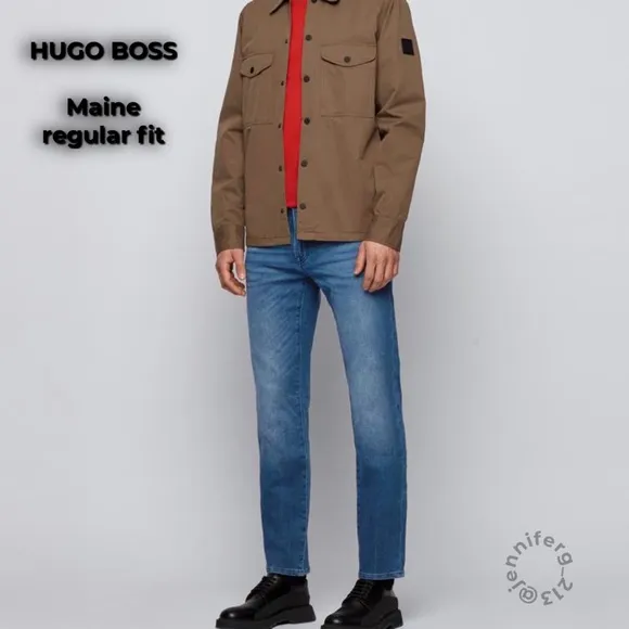 HUGO BOSS Mens Maine Regular Fit 100% Cotton Jeans