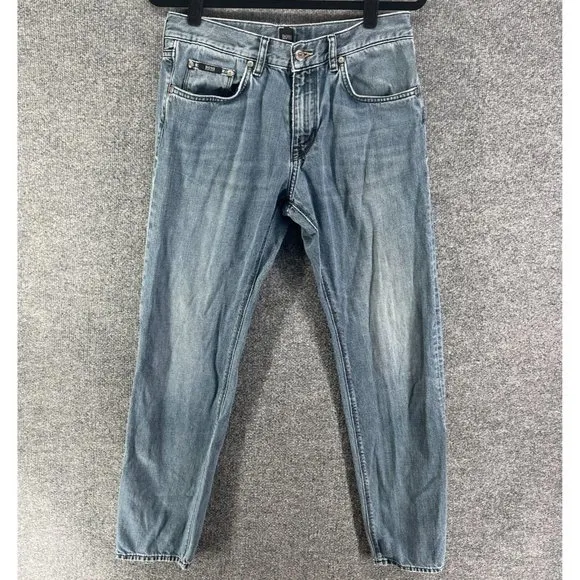 Hugo Boss Jeans Mens 33 x32 Blue Denim Regular Fit Logo Pockets Comfort