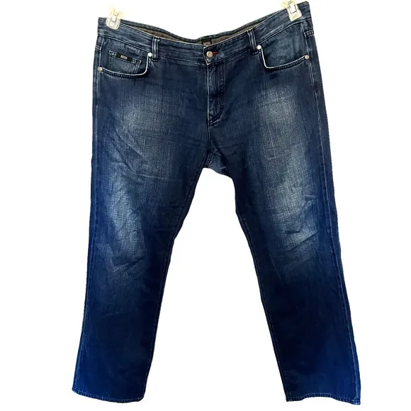 Hugo Boss Kansas Mens Jeans Size 40x32 Medium Wash Regular Fit Straight Leg