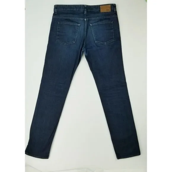 Hugo Boss 34X34 Men's Stretch Indigo Blue Denim Coin Pocket Logo Tag