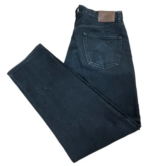 Boss Hugo Boss Yukon Jeans Blue Logo 100% Cotton Dark Wash Mens Size 36x36 09919