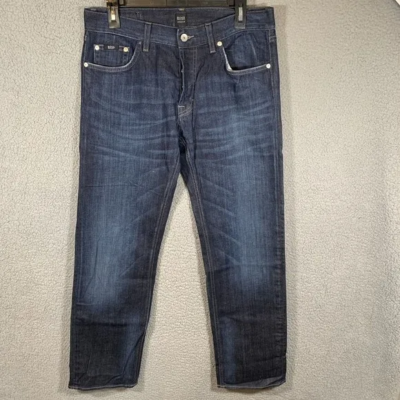 Men's BOSS HUGO BOSS Scout 1 Button Fly Regular Fit Dark Wash Jeans Sz 34x31