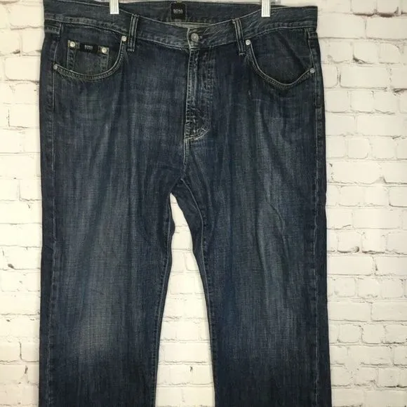 Hugo Boss Jacksons Men's Blue Solid High Rise Straight Jeans Size 40/34