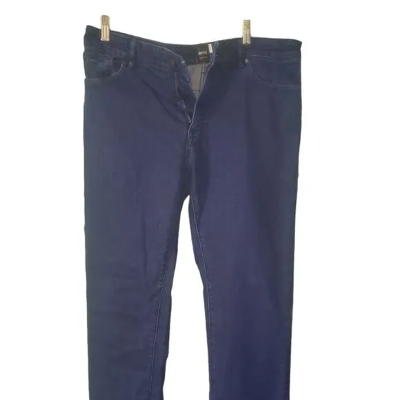 Hugo Boss Cotton 030 Maine Regular Fit Dark Wash Jeans Size 35W By 36L