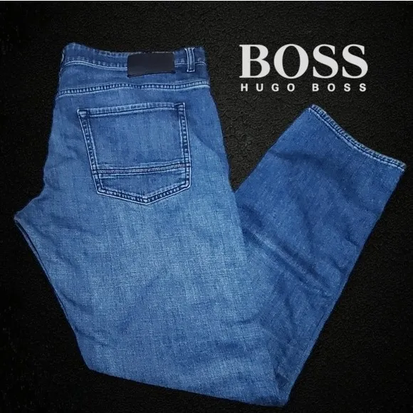 BOSS Hugo Boss Men's Candiani Cashmere Touch Denim Slim Fit Taper Jeans 39 x 31