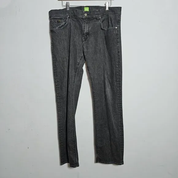 Hugo Boss Mens Freedom of Movement Faded Black Stretchy Denim Jeans Minimalist