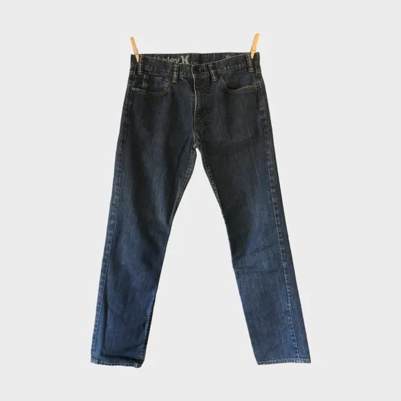 Hurley '84 Slim Dark Stone Wash Denim Jeans waist 35in