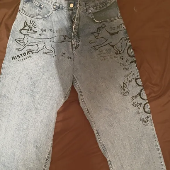 History Iceberg Light Blue Jean's w/cartoon sketch