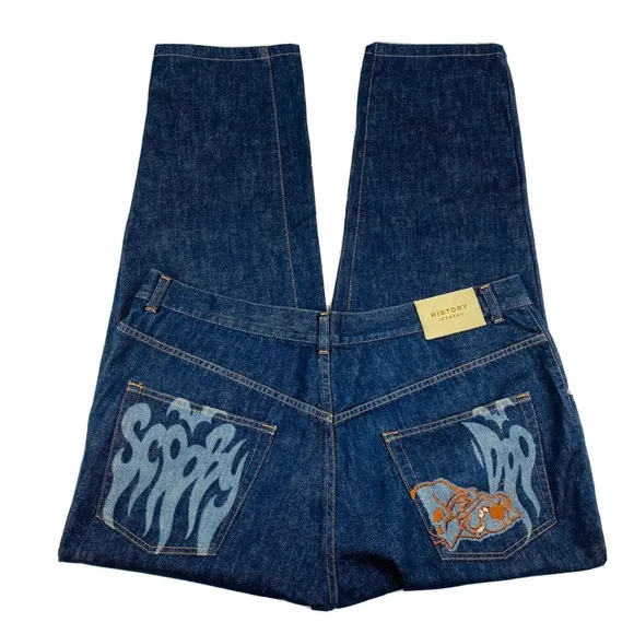 Iceberg History Smoke Scooby Doo Mens VTG Fire Jeans Size 40x30 Excellent
