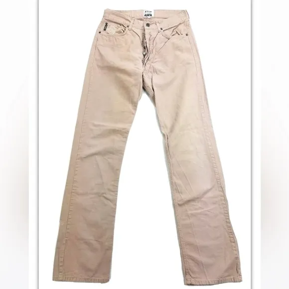 Iceberg Jeans Beige Cotton Canvas Straight Leg Button Fly 32 (30x33.5) VTG 00s