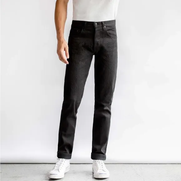 IMOGENE + WILLIE NWT BARTON SLIM BLACK SELVAGE RINSE JEANS SIZE 35 TRENDY
          
      NWT