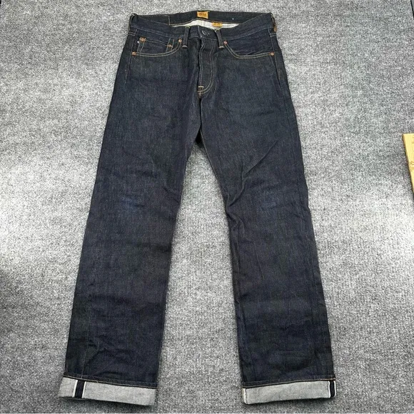 Indigofera Prima Jeans Mens 31X32 Clint Selvedge Denim Blue Button Fly Straight