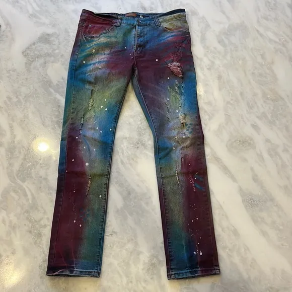 Limited-edition men’s Iro-ochi jeans paint splattered Size 34 Vintage