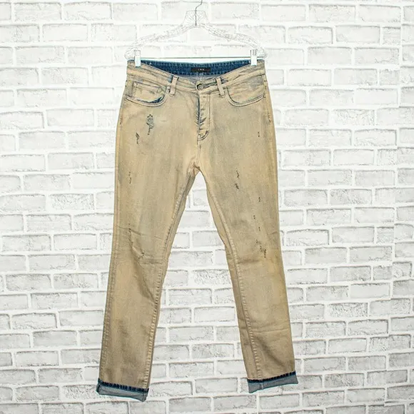 IRO Denim Men's Nygel Slim Fit Distressed Jeans in Gray Blue Size 31