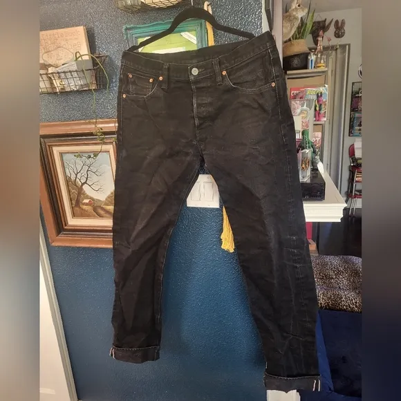 Iron Heart 21oz Selvedge Denim Straight Cut Jeans Superblack 34x34