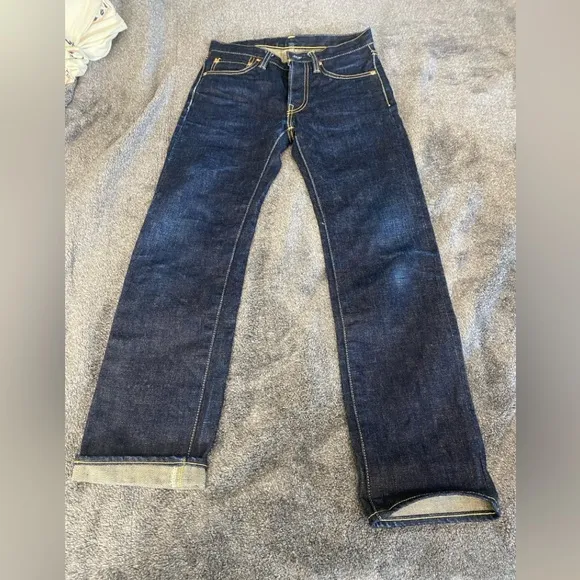 Iron Heart 18oz Vintage Selvedge Denim Slim Straight Cut Jeans - Indigo W29 L 36