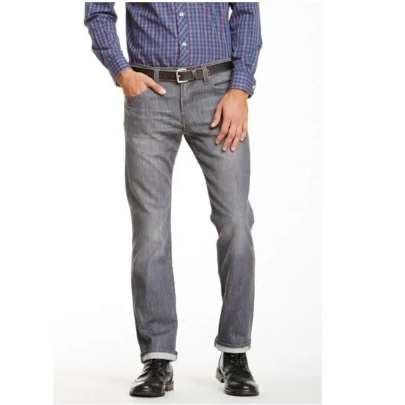 J Brand Kane Skim Straight Jeans Size 33 Ricochet Gray
