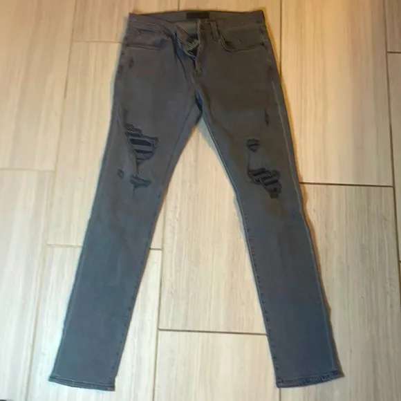 J Brand Mens Skinny Jean Mick Fit size 31 grey wash with holes
