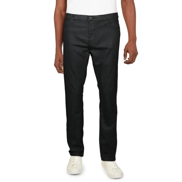 J Brand • mens Mick Skinny Fit jeans black coated denim Spargo slim dark wash