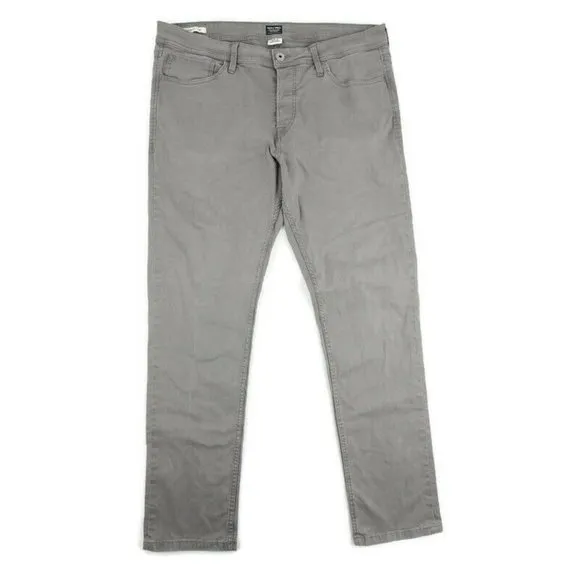 Jack & Jones Mens Chino Jeans Gray Skinny Sz 36x34